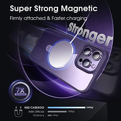 Casekoo Magnetic Clear za iPhone 14 Pro Max kućište s nevidljivim postoljem [Kompatibilno s MagSafe] [Ne -Yellowing] zaštitni šok zaštitni