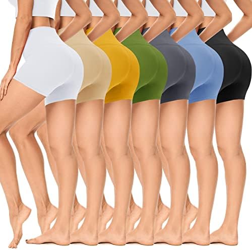 Ženske biciklističke kratke hlače s visokim strukom od 7 inča-5 ' mekane crne kratke hlače za jogu