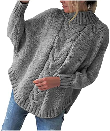 Ženski kornjača džemper modna čvrsta boja dugih rukava labavi ležerni vafli pleteni vrhovi pletiva