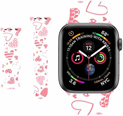 Bonini Smart Watch Band kompatibilan s Apple Watch Iwatch 7/6/SE/5/4/3/2/1, prekrasna elegantna ljubav srca Valentine Sport Soft Silicone