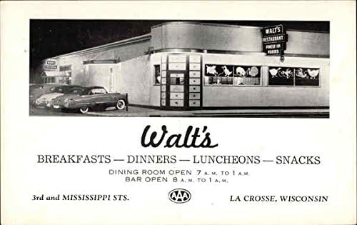 Walt's Restaurant La Crosse, Wisconsin WI Original Vintage Razglednica