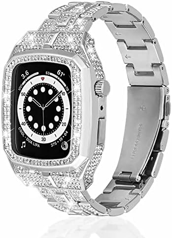 Visoom Metal Band s kućištem kompatibilnim s Apple Watch 44 mm-bendovima luksuznim remenom Apple Watch 44 mm za IWatch Series SE Series