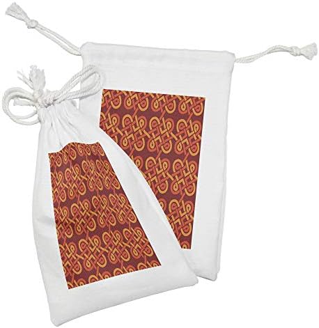 Ambsonne keltska vreća od tkanine od 2, raznobojni isprepleteni vintage keltski spojeni čvor formira europski grafički dizajn, mala