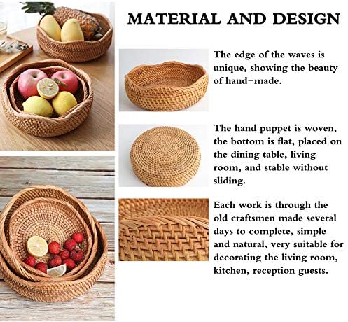 Orijentalni šarm ručno izrađena ratana ukrasna zdjela, voćna košarica za kuhinju, prirodni materijali pogodni za ukras dnevnog boravka,