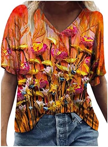 Vrhunski tinejdžeri jesen ljeto 2023 kratki rukavi v vrat pamučni leptir cvjetni grafički grafički ležerni gornji majica za žene tk