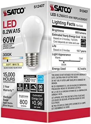 Podesiva LED žarulja sa žarnom niti, 912407, visoka lumena, 8,2 vata, 915; meka bijela; srednja Baza; 3000; 90; 120 volti za stambenu,
