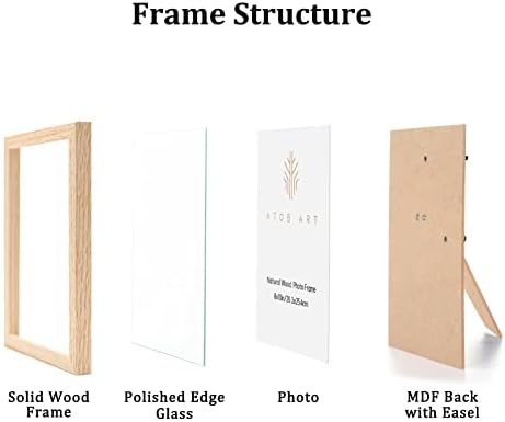 ATOBART 8X10 Okviri za slike od čvrstog drveta, 6 pakiranih hrastovih okvira za fotografije s pravim staklenim poklopcem, okviri u