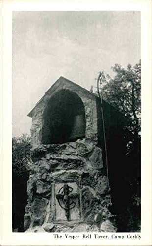 Toranj Vesper Bell, Camp Corbly Mahaffey, Pennsylvania PA Originalni vintage razglednica