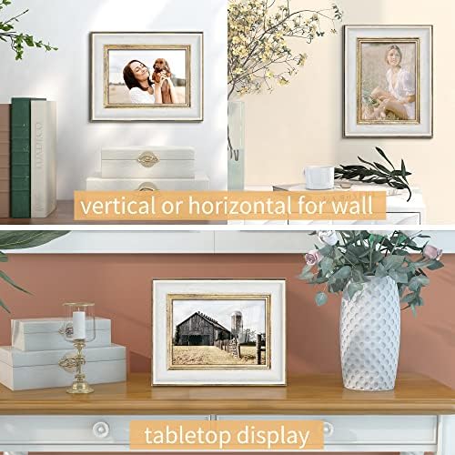 Takfot 5x7 okvir za slike zlato bijelo drvo zrno rustikalni vintage okviri za fotografije set od 2 za prikaz zida i tabletopa, pokloni