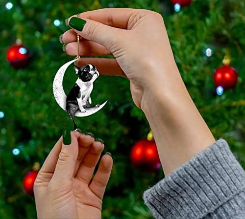 Pas Božić na kreativnom sjedećem privjesku za privjesak s ljuljačkom privjeskom za automobil