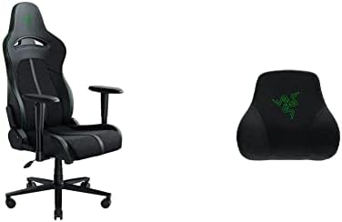 Razer Enki X PC Gaming Stolica, Standard, Black/Green & Head Jastuk, crni