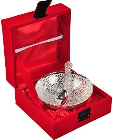 Insta izrađuje srebrno plašenu cvjetnu mesinganu zdjelu s žlicom s baršunastim kutijama za kuhinjski dekor