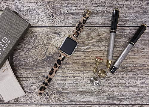 Venito Perugia Premium Leather Slim Watch Band remen s zlatnim klipovima kompatibilan s Apple Watch Series 1,2,3,3,4,5,6,7, SE w/hardver