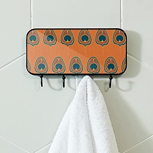 Narančasti šarmantni paunski uzorak za ispis stalak za zid zidni nosač, ulazni kaput s 4 kuka za kaput za kaput ručnika ručnika haljine