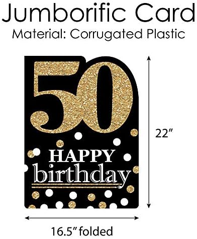 Velika točka sreće odraslih 50. rođendan - Zlato - čestitka za sreću rođendan - Veliki oblik Jamborific Card - 16,5 x 22 inča