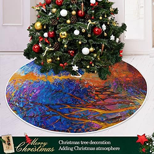 Dekoracija suknje za božićno drvce, mali mini suknja od mini drveta 35,4 inča s jesenjom šumom za Dan zahvalnosti zabavni odmor ukrasi