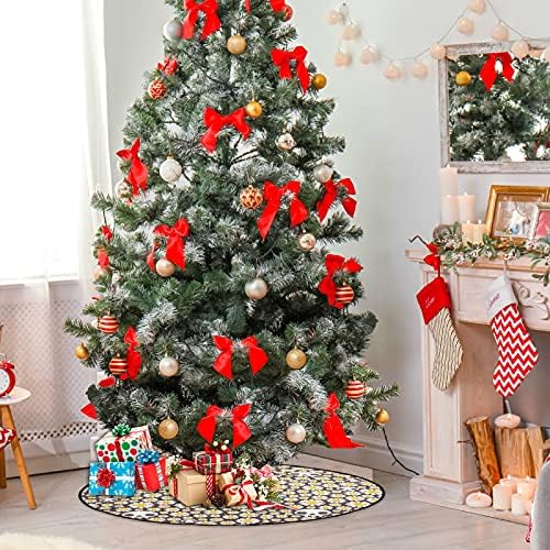 Visesunny Slatka lubanja Daisy božićno drvce prostirka za praznične zabave Farmhouse Farmhouse velika stajališta za stablo pokrivača